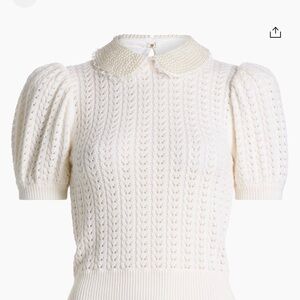 Alice + Olivia Cream Knit Sweater with Pearl Collar
